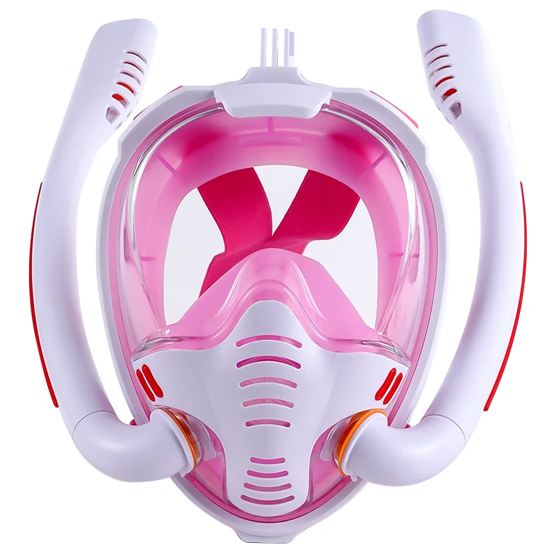 Good selling double breath tube diving mask adult snorkel full dry diving mask full face snorkel mask