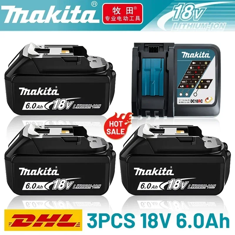 Makita 18V battery, 6.0Ah rechargeable lithium battery, 100% original Makita replacement BL1830B, BL1860, BL1850B, tool battery