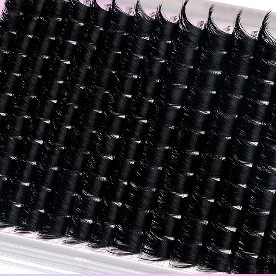 14 Filas de Racimos de Pestañas Rizadas Naturales de Pelo Sintético 100D-200D, Gruesas para Extensiones DIY 4