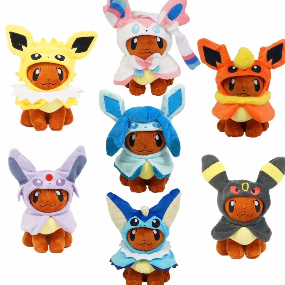 

7 Styles 8" Pokemon Eevee Poncho Umbreon Espeon Jolteon Vaporeon Sylveon Flareon Plush Doll Stuffed Toys
