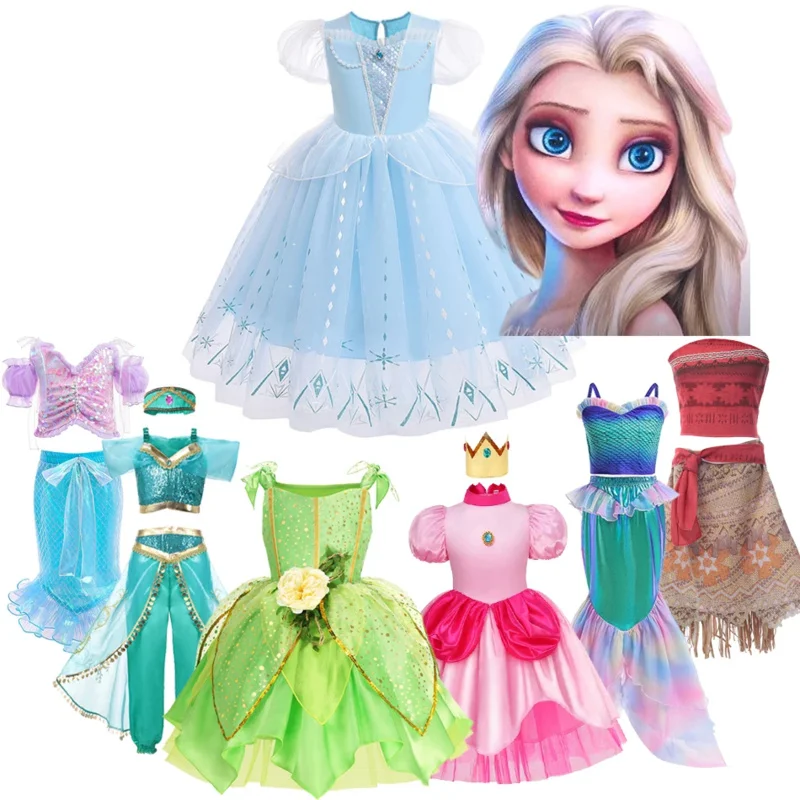 Frozen Elsa Anna Girl Princess Cosplay Dress Baby Charm Children' Day Revelry Festival Party Ball Gown Costume fantastico Vestido