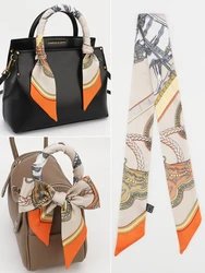 New Brand Skinny Horse Scarf Fashion Design Bag Scarves Women Hair Accessories Silk Scarf For Ladies Striped Foulard Headband