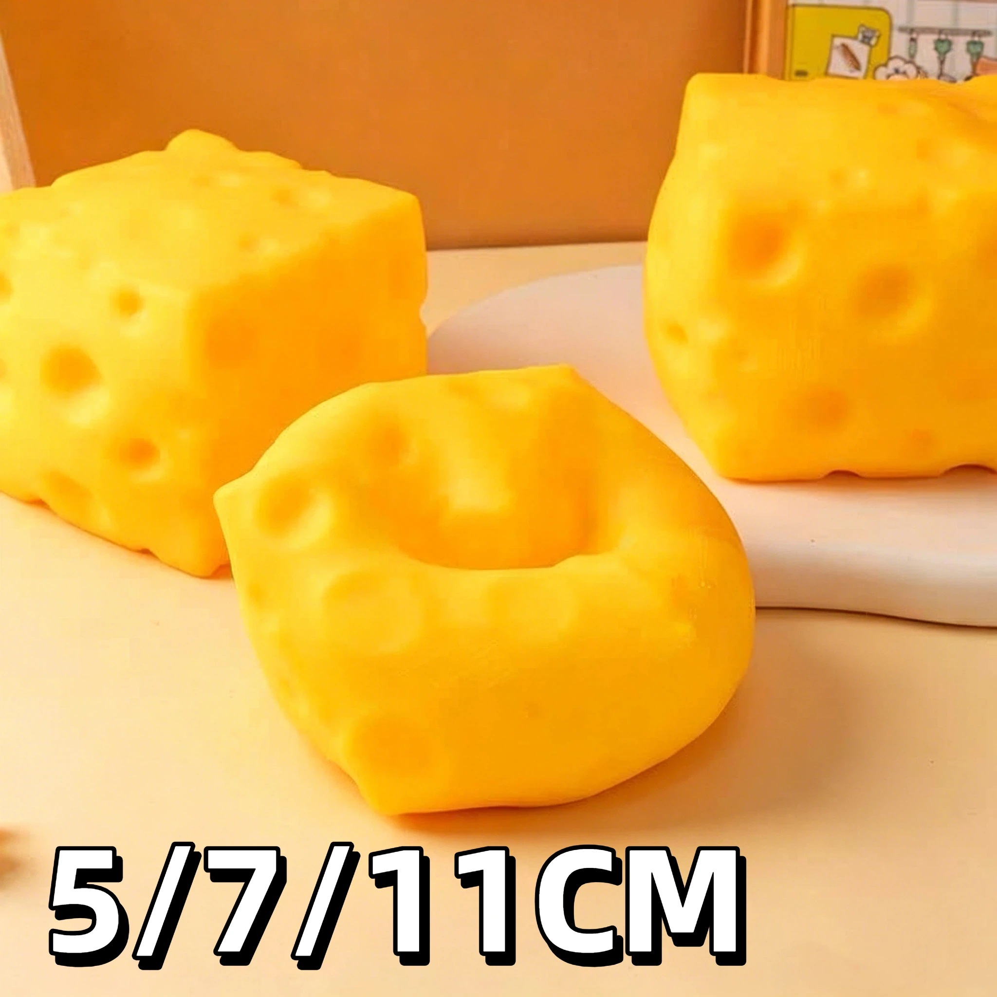 5/7/11cm Giant Cheese Squishy Toy Extra Large Slow Rebound Soft Shapeable Fidget Squeeze Toy Stress Relief Venting Relaxation