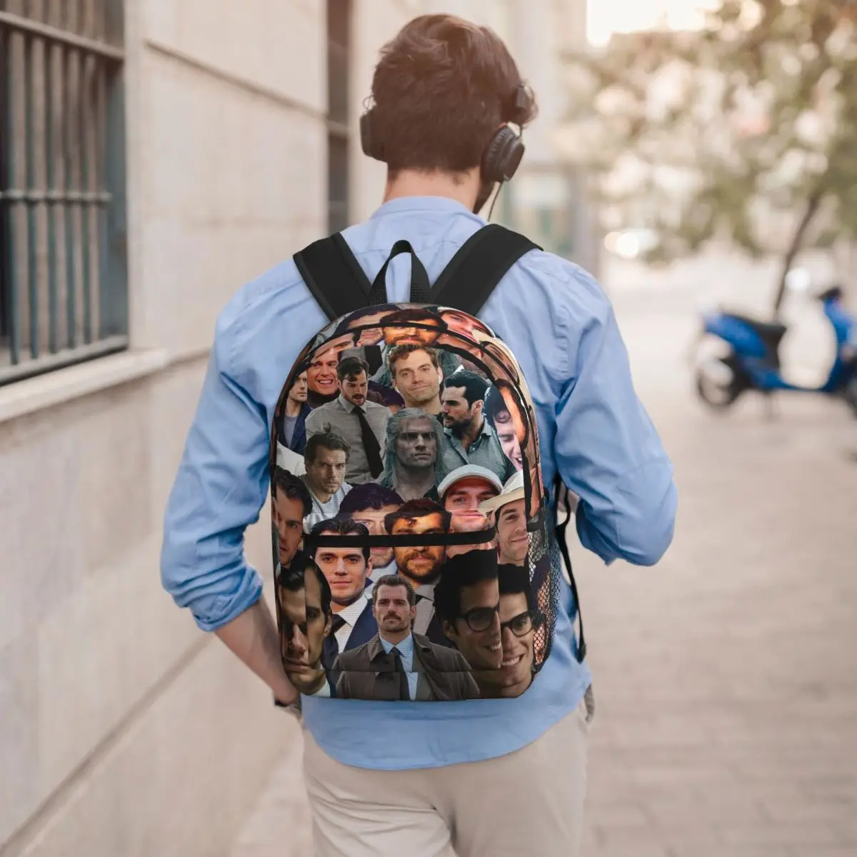 Henry Cavill Photo Collage 1 Student Backpack School Bag Hiking Travel Daypack for Boys Girls Bookbag Shoulder Bags