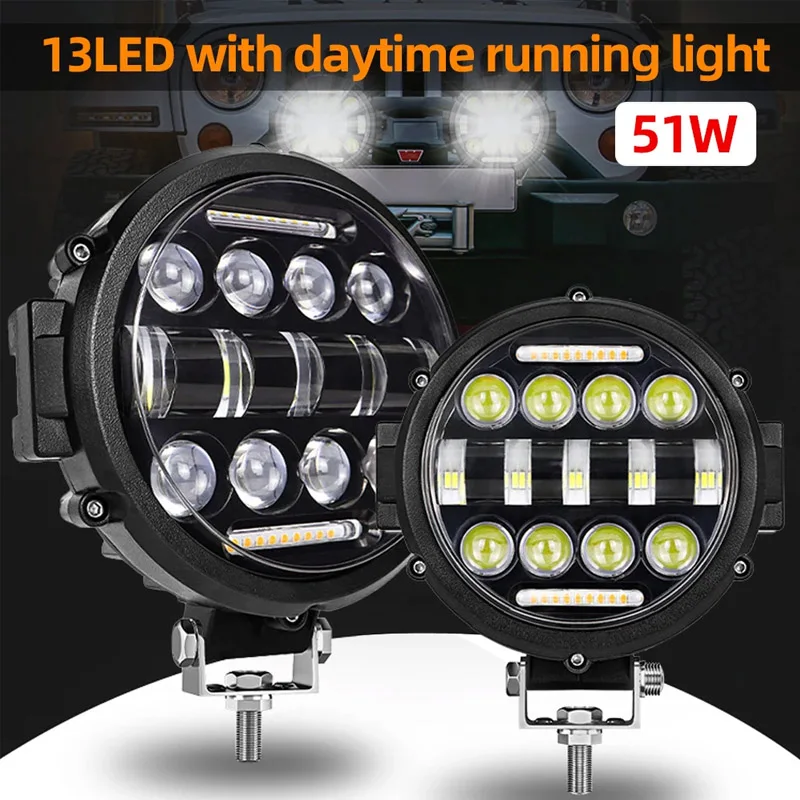 Work Light Bar 7 inch 102W 13LED Bar Offroad Spotlight 12V 24V For Jeep Truck Car Tractor SUV ATV Barra LED Headlights