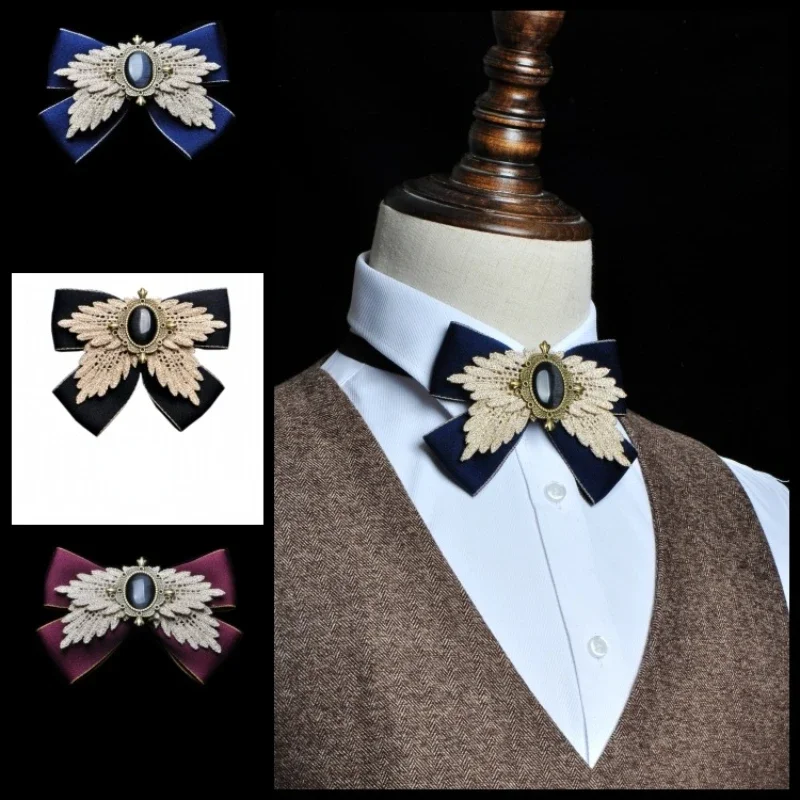 

Men's Bowtie Brooch Pocket Towel Set Trendy Business Dress Uniform Shirt Handmade Jewelry British Korean Men Wedding Accessories