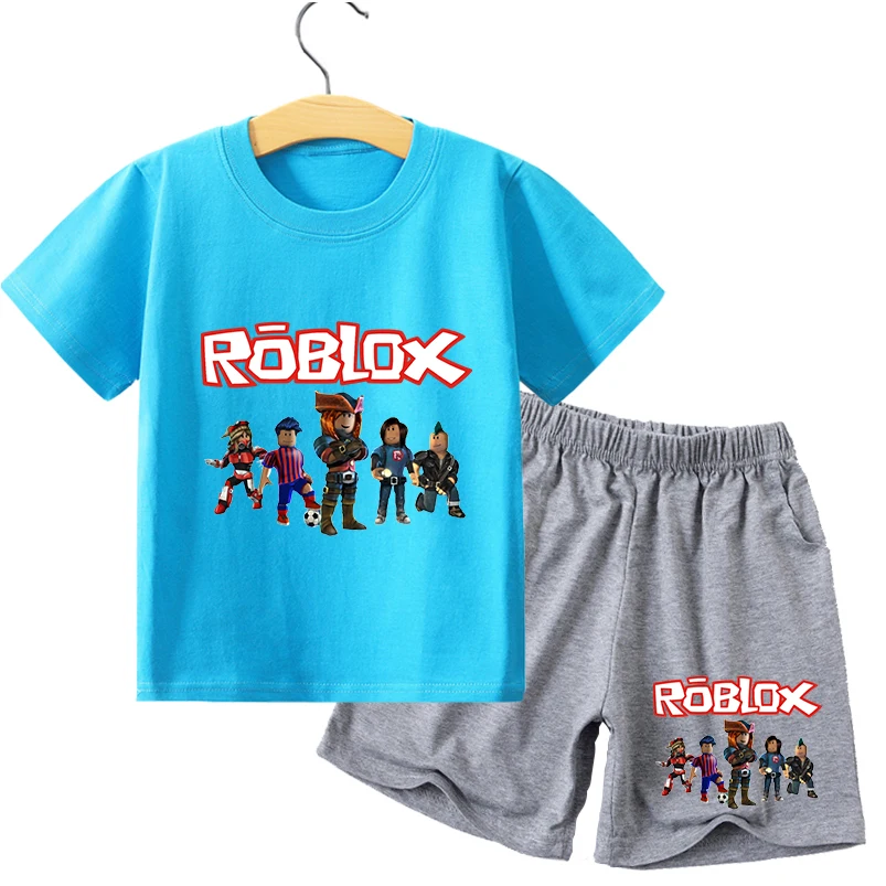 Roblox bambini Tshirt pantaloni tuta Cartoon Anime vestiti Set estate manica corta Tee Shorts bambini abbigliamento sportivo abbigliamento Outdoor