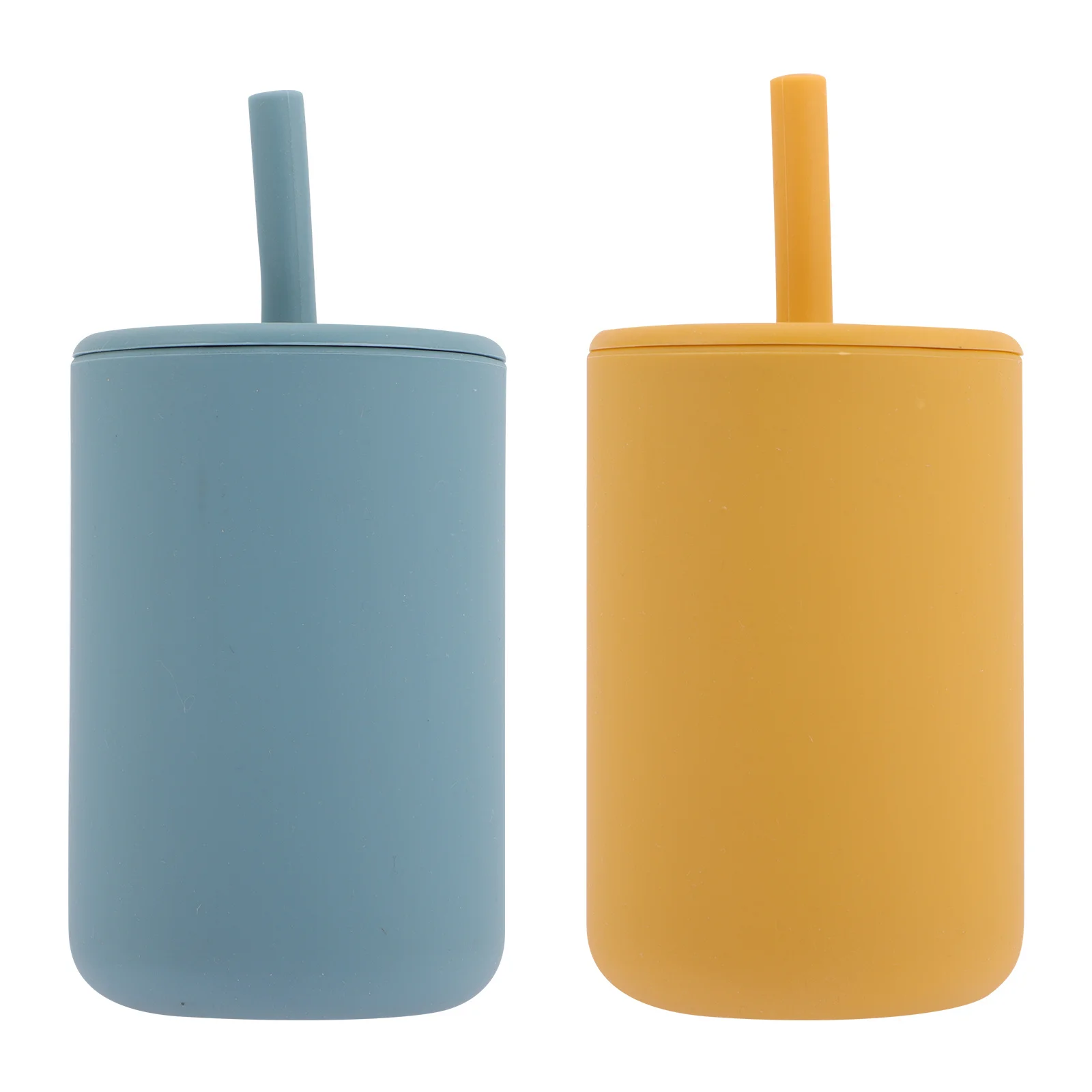 

2Pcs Silicone Baby Straw Cups Portable Ergonomic Design Toddler Cups Food Grade Silicone Baby Sippy Cup Sippy Cup with Straw