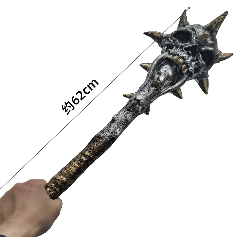 1:1 Tool Axe Wolf Fang stick Cosplay Tomahawk Scare Props Stage Performance Role Prop Axe Halloween Safety PU Rubber Model 