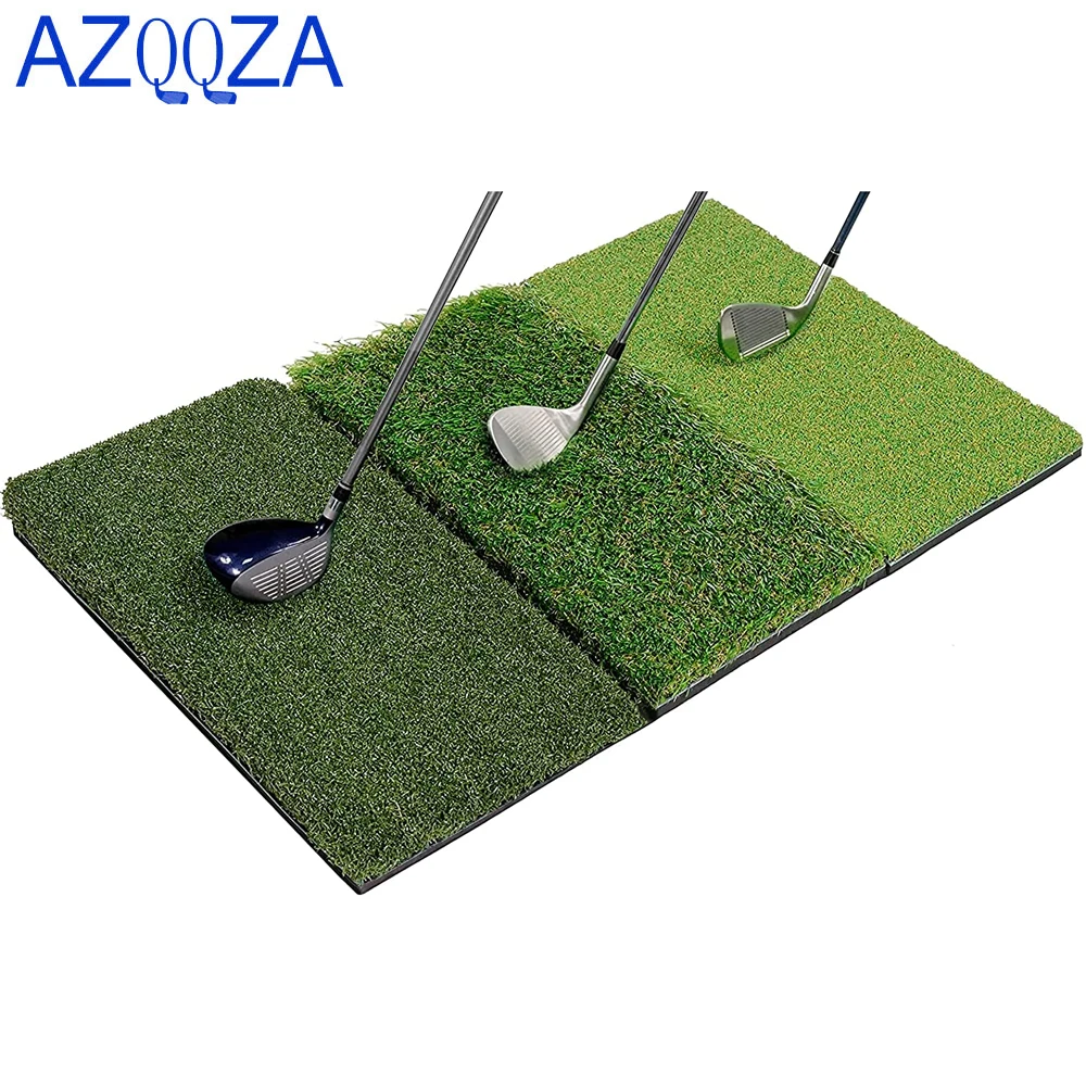 Golf 3-in-1 Turf Grass Mat Foldable Includes Tight Lie,Rough and Fairway for Driving,Chipping,and Putting Golf Practice&Training