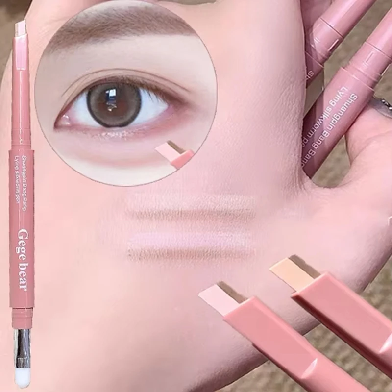 ดินสอเขียนขอบตาแบบดูอัลโทนเนื้อแมทท์ ไฮไลท์ใต้ตา สีนู้ดเบจบราวน์ ครีมเพิ่มความสว่าง ไล่ริ้วรอยใต้ตา