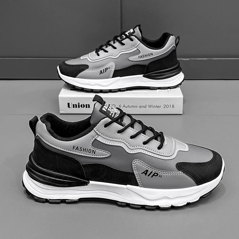 Men's Fashionable Dad Sneakers Comfortable Sports Shoes Breathable Leather Upgraded Phylon Outsole Running Shoes