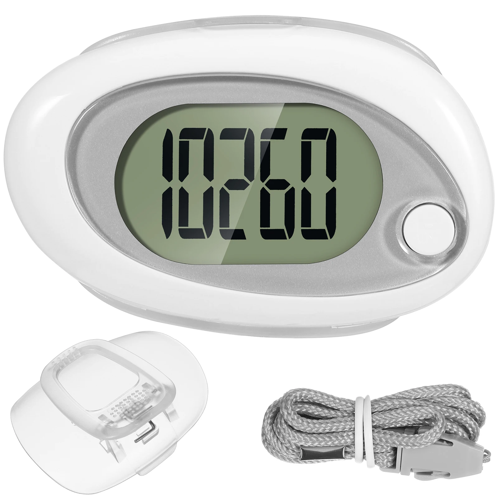 

1 White Plastic 3D Silent Walking Pedometer 69x46mm Clip on Odometer Lightweight Compact Hiking Climbing Outdoor
