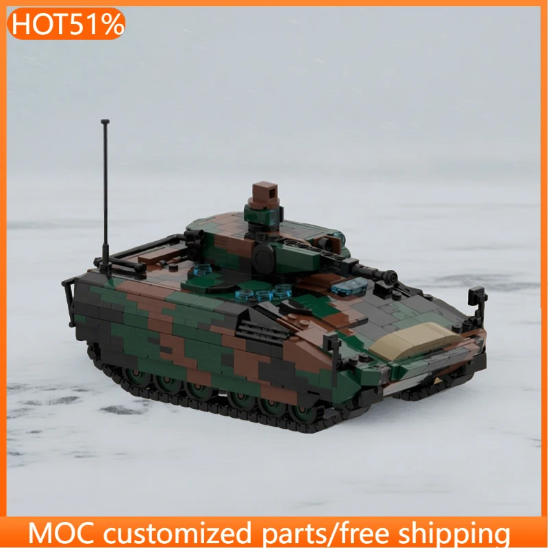 

896 деталей: Военная модель танка Schützenpanzer Puma MOC, модульный конструктор, технологичные кирпичики, DIY, подарок для мальчика на праздник