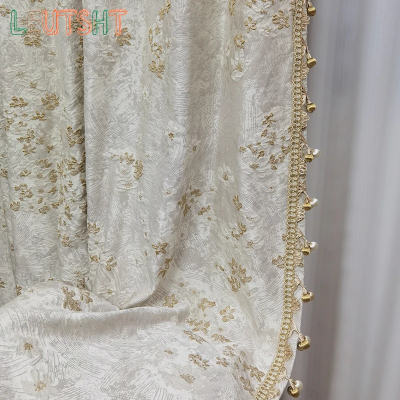 Custom Size Home Decor High Precision Relief Blackout Gold Wire Jacquard Light Luxury Living Room Bedroom Villa Curtains