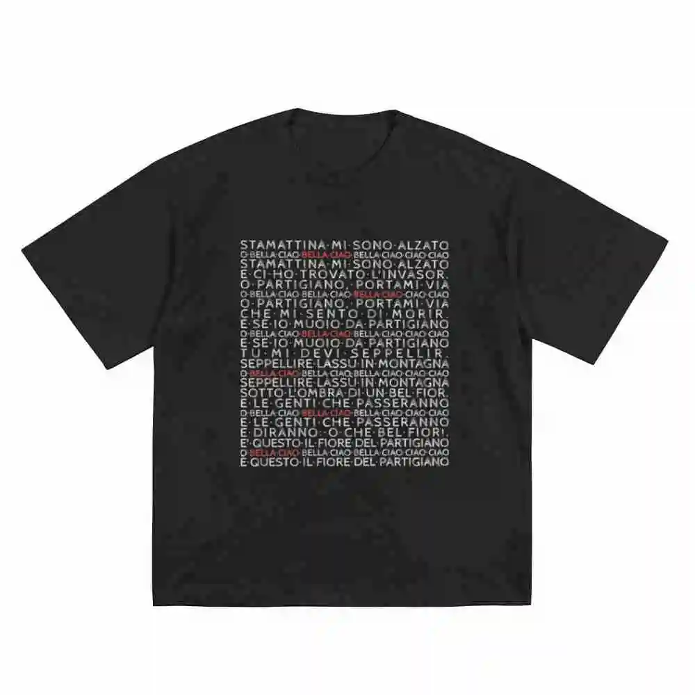 Bella Ciao Italian Revolutionary Rebel Song Guerrilla 1960s Protest Music Short Sleeve Tee 100% Cotton T-Shirt