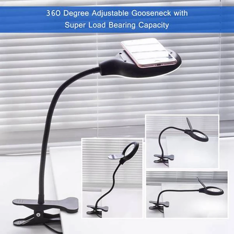 Magnifier Eye-Care Reading Lamp, LED Desk Lamp,Magnifying Lamp For Bedside Work, Craft Workbench Durable Easy Install