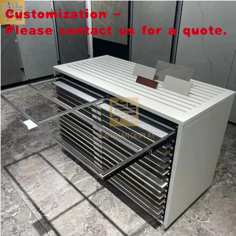 

custom.Customizable High Capacity Multi - Functional Sliding Drawer Display Cabinet Tile Stone PVC Marble Showroom Or