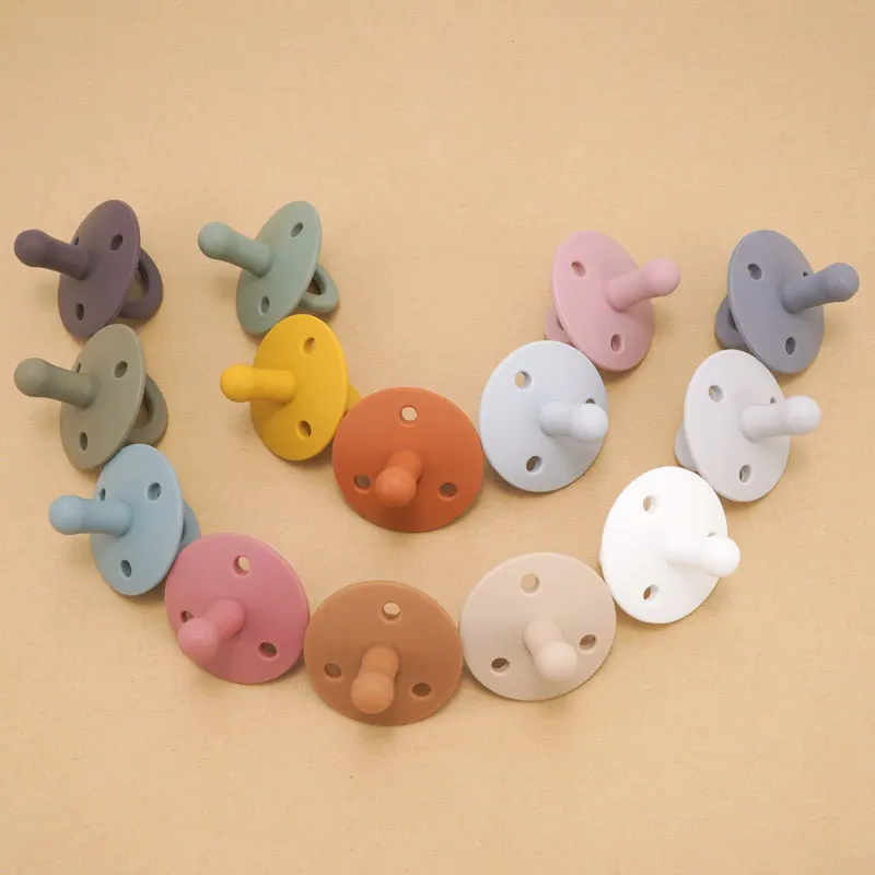 1PCS Silicone Baby Pacifier Food Grade Silicone Newborn Soother BPA Free Solid Color Dummies Silicone Nipple Baby Sutff