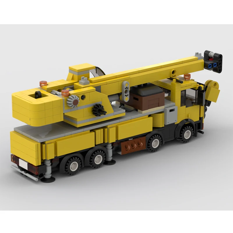 Zeer Realistische Mobiele Kraan Truck Bakstenen Machinebouw Voertuig Blokken Zware Constructie Stad Auto Moc Takel