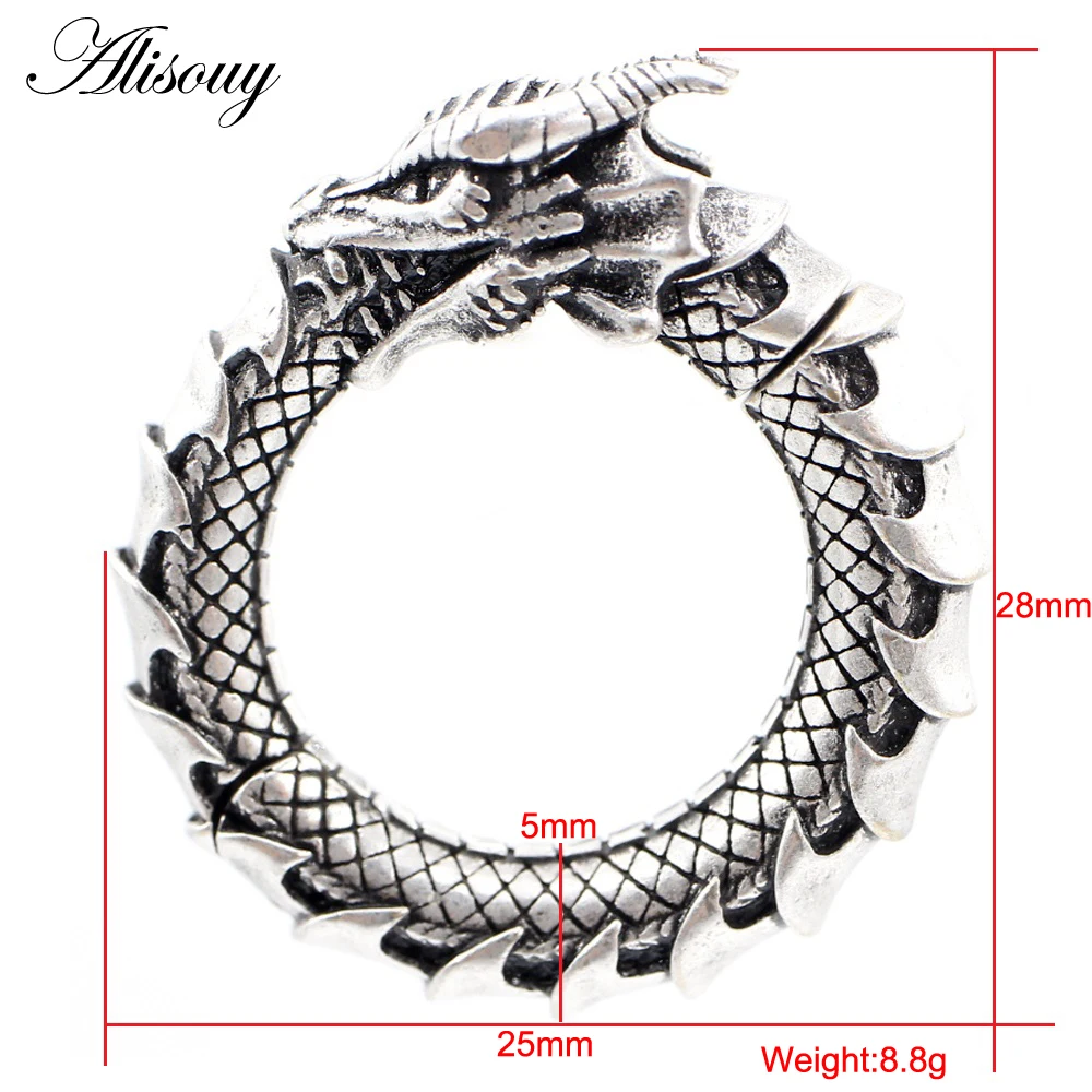 Alisouy 1PC Vintage Copper Dragon Animal Round Circle Ear Weights Expander Stretcher Plugs Gauges Earrings Body Piercing Jewelry view 4
