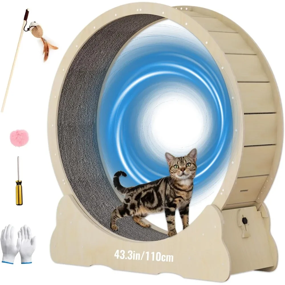 

Cat Wheels for Indoor Cats. Extra Large Diameter Treadmill. Made of Natural Solid Wood. Inside Diameter 40in/100cm.