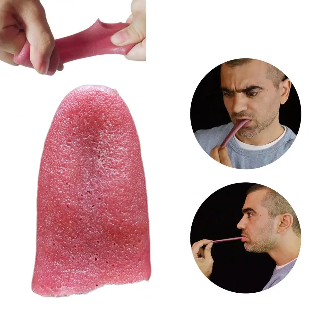 Realistic Fake Tongue Prop for Magic Shows Halloween Scary Funny Tongue Reusable Trick Tool Mentalism Magic Street Performances