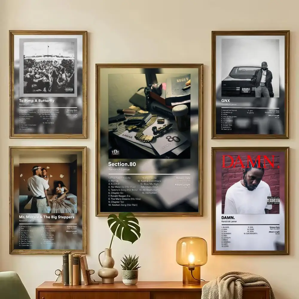 Singer Kendrick Lamar Album Painting Calligraphy Stylish Canvas Poster Wall Art for Living Room Bedroom Office Home Decor