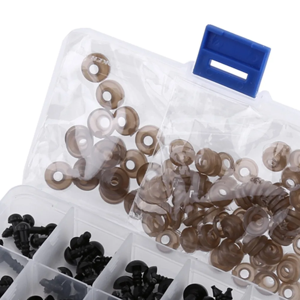 

200 шт. аксессуаров: черные глазки с шайбами, различные размеры, 6-12 мм, пластиковые глазки для рукоделия, DIY поделки