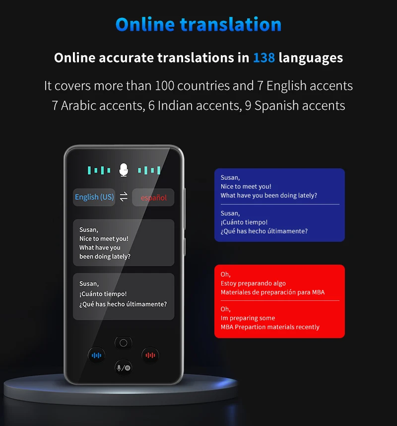 S85 Pro 4‑Inch Touch‑Screen Language Translator Device,138 Languages,Voice Video Recording,Offline Translation,8GB 2000mAh