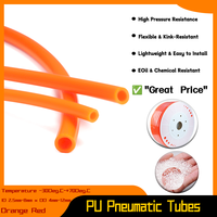 PU Pneumatic Hose Pneumatic Tube PU Hose Polyurethane Pipe Air Component Hoses 1~10M Orange-red OD 4mm 6mm 8mm 10mm 12mm