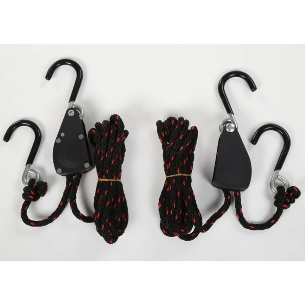 

2 Pairs Pulley Straps Tie down with Hooks Kayak Retractable Securing