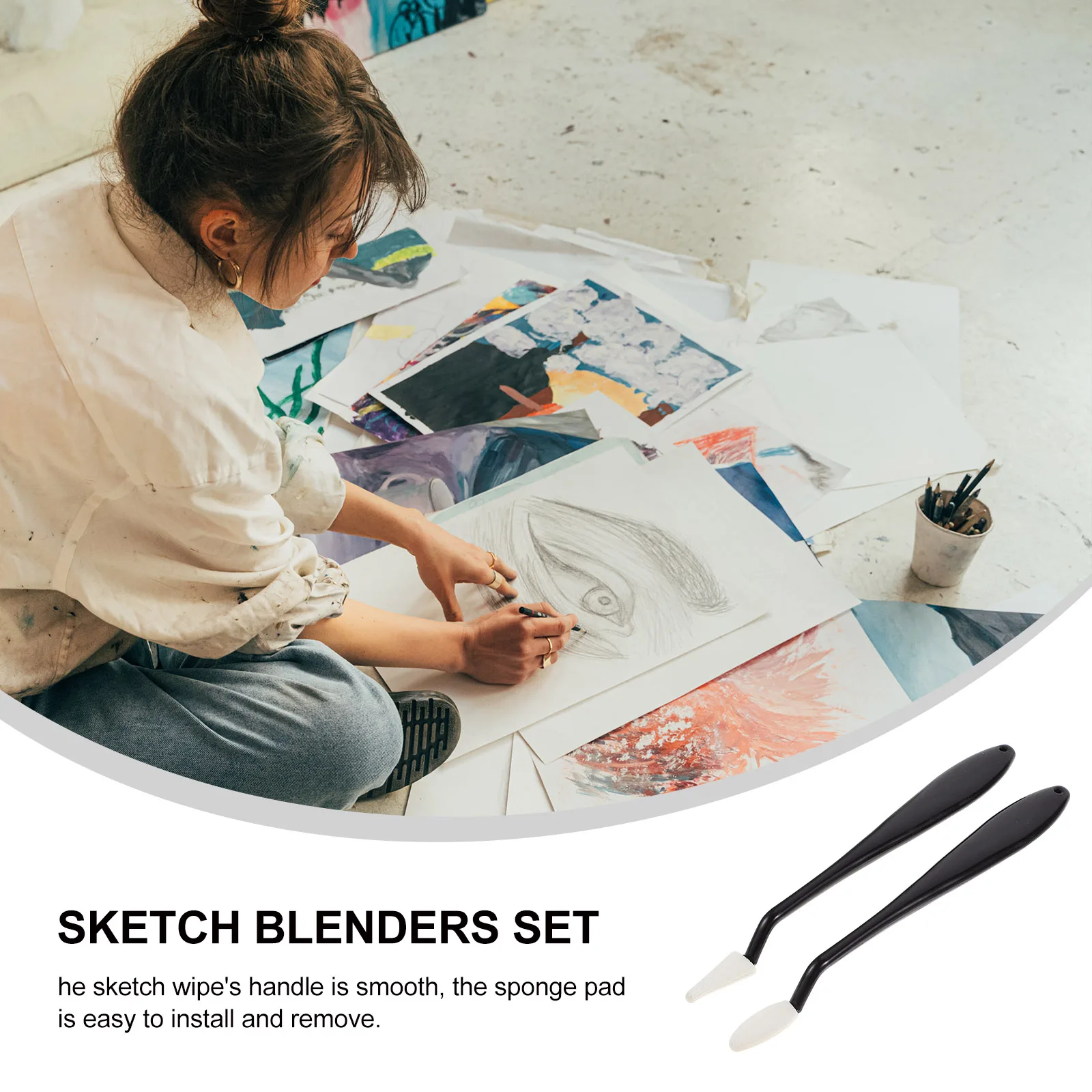 

4pcs Sketch Trimmer Erase Sponge Wiper Pens Art Students Drawing Artists Black Blending Stumps Set Smooth H Easy Install