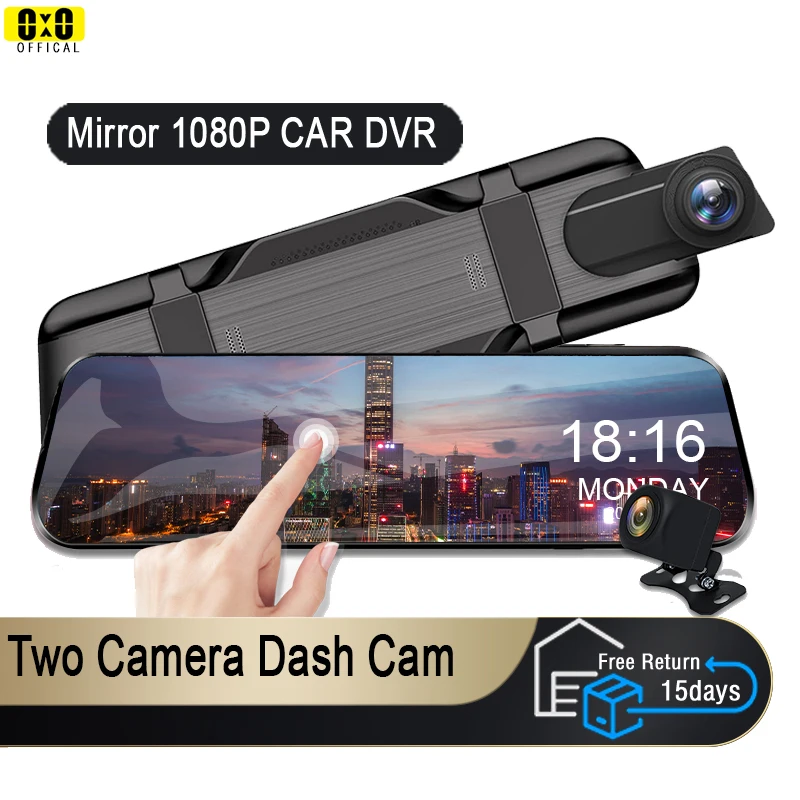 Mirror Camera for Car Touch Screen Video Recorder Rearview Mirror Dash Cam Front and Rear Camera Mirror DVR Black Box