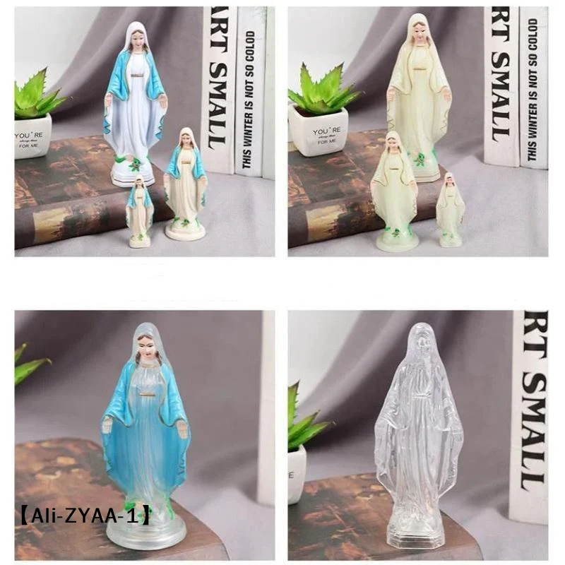【A】Plastic Blue Handmade Mary Statue Christmas Home Decoration Gift Detailed Tabletop Ornament