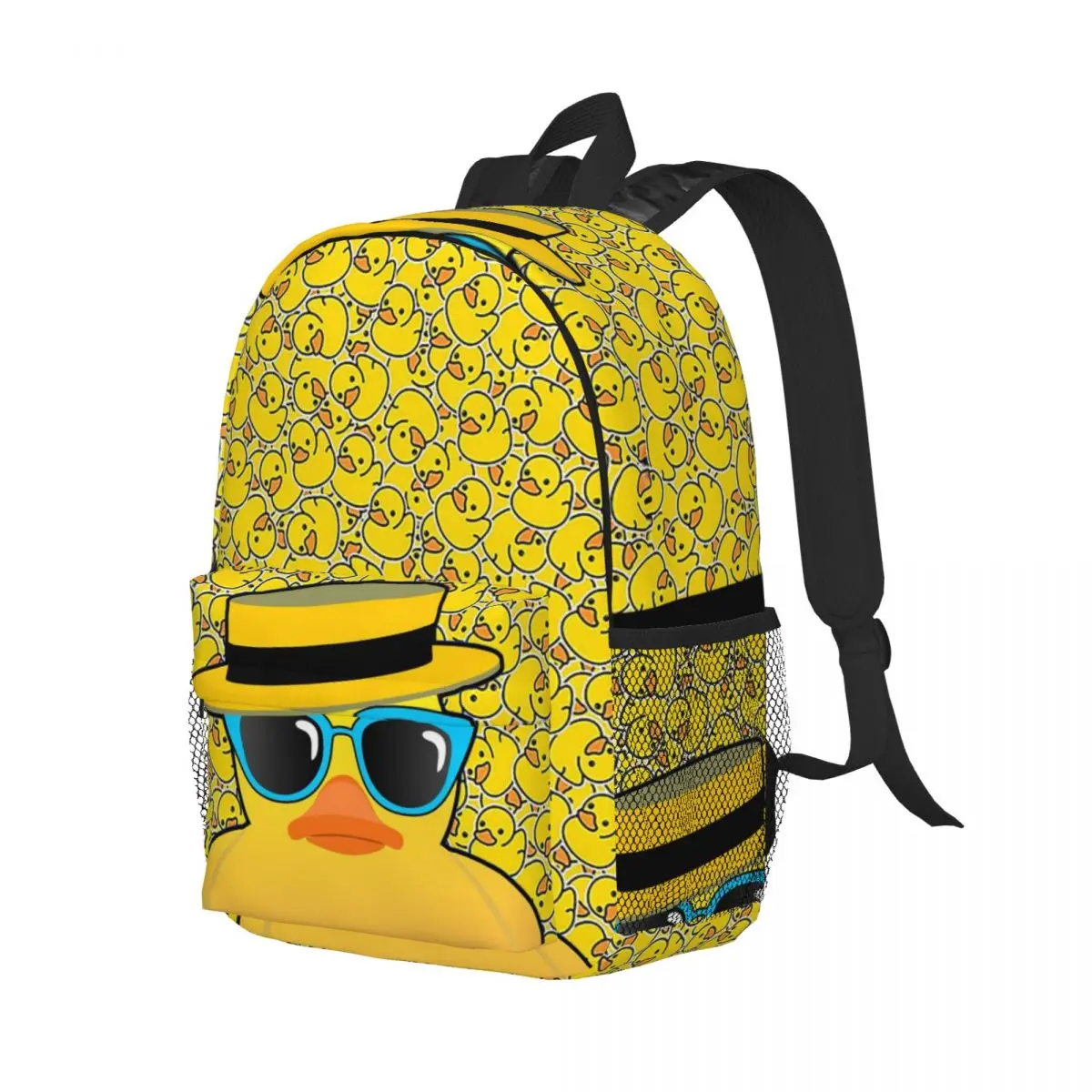 Mochilas de goma Duck Ducky Wearing Boater Hat y gafas de sol para niños y niñas, bolsa de libros para estudiantes, bolsas escolares, bolsa de hombro