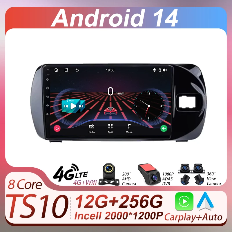 

Car Radio Player Carplay Auto Screen For Toyota Vitz 3 XP 130 2014 -2019 Wireless Android Auto 8 Core Autoradio CarPlay Monitor