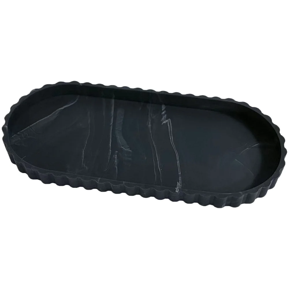Silicone Oval Tray Featuring Lace Pattern for Kitchen Utensils Desktop Accessories and Living Room Decor Storage