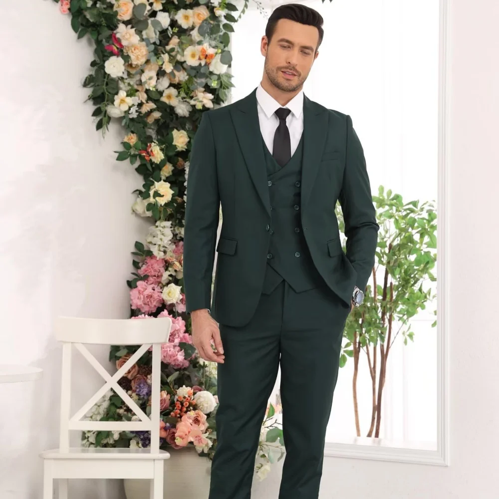 

Men's Shawl Lapel Formal Tuxedo Suit Set Wedding Groom Prom Party Dress Coat Vest Pant Ensemble