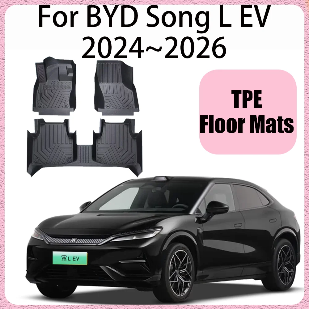 

Для BYD Song L EV 2024 ~ 2026 2025 LHD автомобильные коврики из ТПЭ водонепроницаемые ковры защита от царапин аксессуары для интерьера