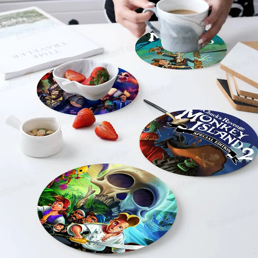 Classic Game The Secret Of Monkey Island Natural Coaster Creative Absorbent Cushion Coffee Mug Bowl Cushion Insulation Cushion
