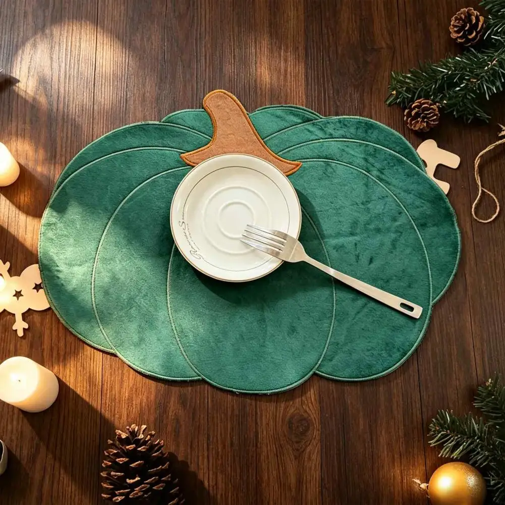 Protective Table Covers for Holiday Dinners Pumpkin Placemat Set Decorative Harvest Table Mats Thanksgiving for Thanksgiving