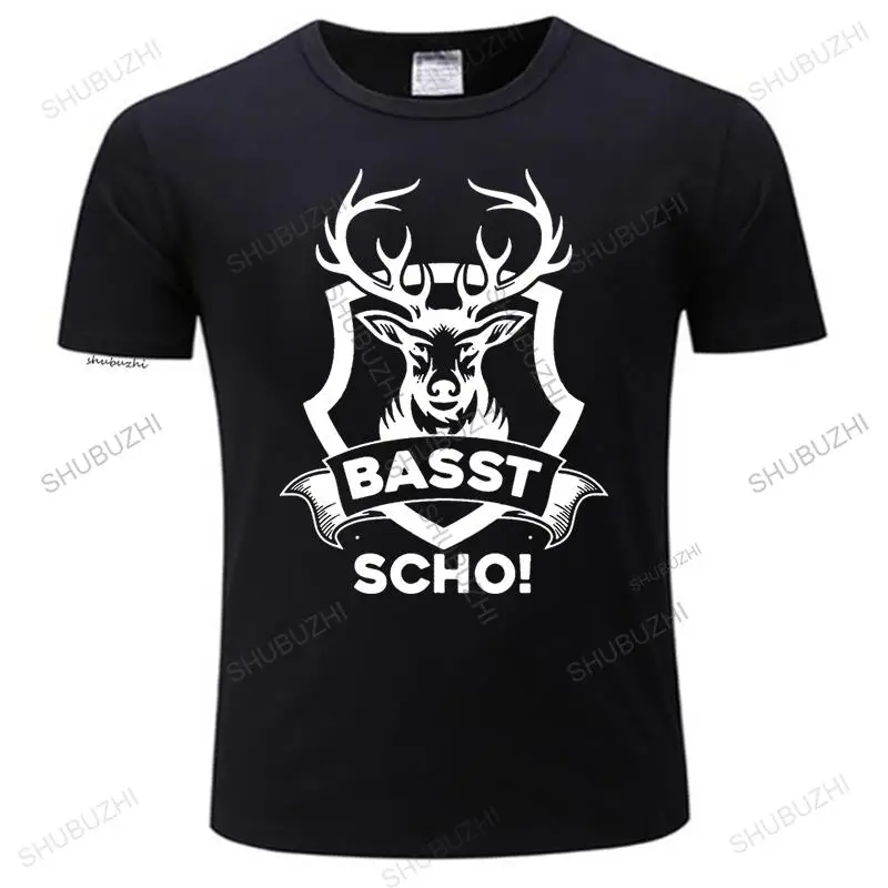 Fashion brand t shirt mens crew neck tees Basst Scho Hirsch Bayerisch Bayern Spruch Summer top gift Male Short Sleeve T-SHIRT