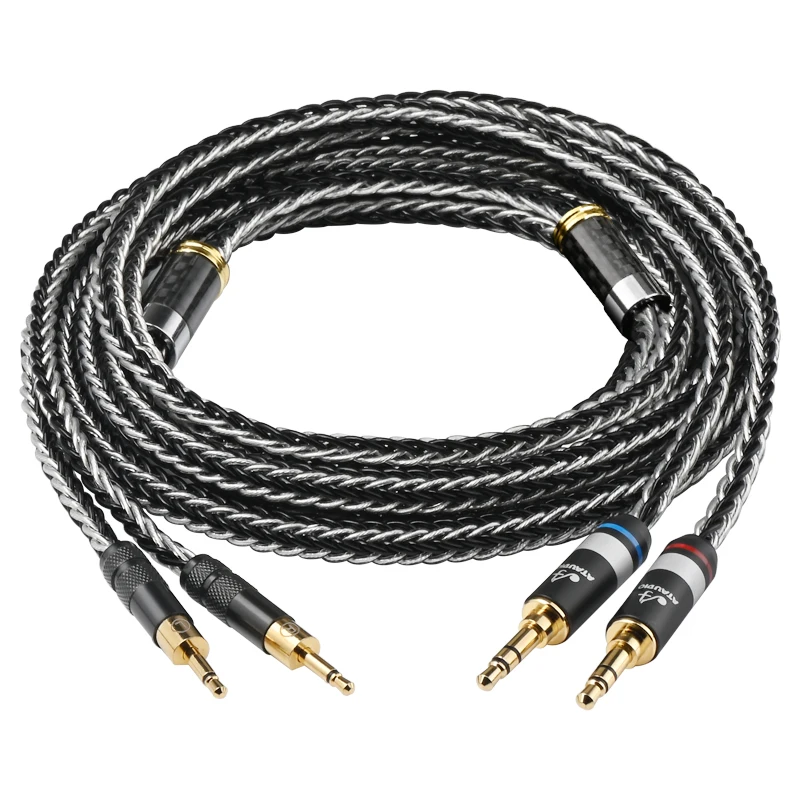 كابل سماعة الرأس ATAUDIO HiFi 16 سهمًا كابل مطلي بالفضة OCC مع قابس مطلي بالذهب لسماعة الرأس HATAUDIO HiFi A-3 إلى Dual 3.5