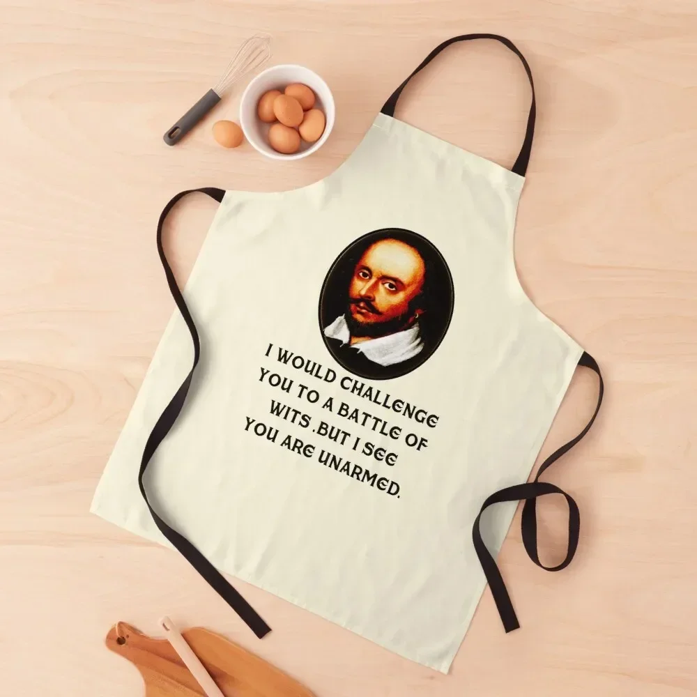 

William Shakespeare Battle Of Wits Plays Quotes Poems Sonnets Biography Fans Apron Household Items Useful Women's Dress Apron