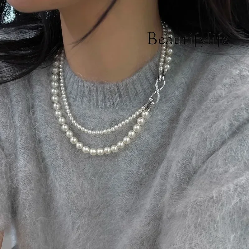 

Beauty Makeup Wear pearl necklaces, spring and summer sweater chains, niche designs, high-end sense, versatile temperament, coll