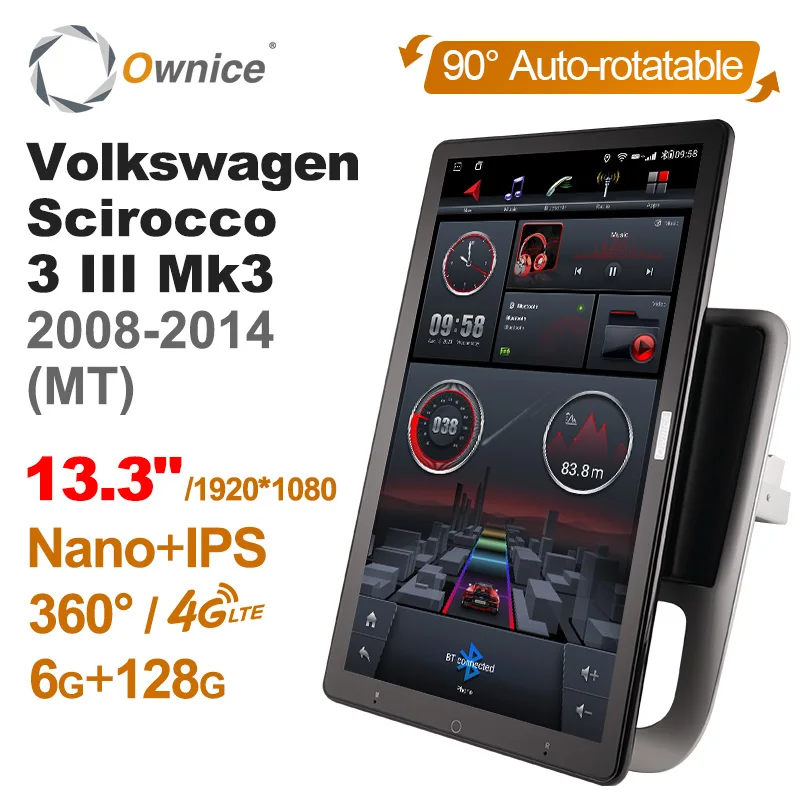 For Volkswagen Scirocco 3 III Mk3 2008-2014 Ownice 13.3 Inch1Din Android 12.0 Car Radio 360 GPS Auto Audio SPDIF 4G LTE NO DVD