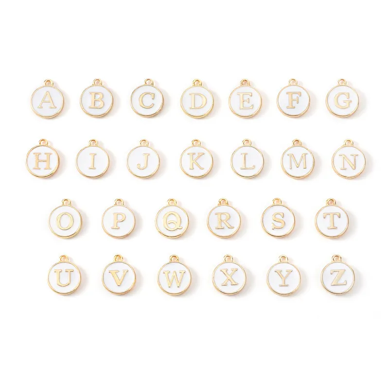 10pcs Enamel Letter Charms White Double Face Initial Letter Charms For Jewelry Making  DIY Bracelet Earrings Accessories