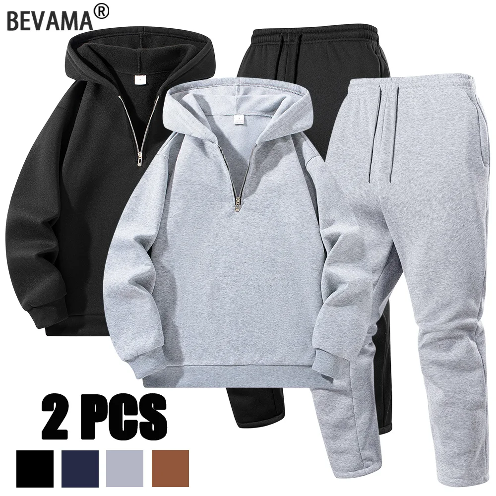 

Осень и зима, новая мужская толстовка с капюшоном + брюки, комплект из 2 предметов, повседневная спортивная одежда для бега, теплый костюм, спортивный костюм для бега на открытом воздухе