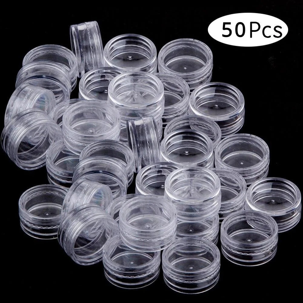 50PCS 2g 3g 5g 10g 15g 20g Cosmetic Jar Small Empty Refillable Plastic Container Eyeshadow Makeup Face Cream Jar Jewelry Boxes